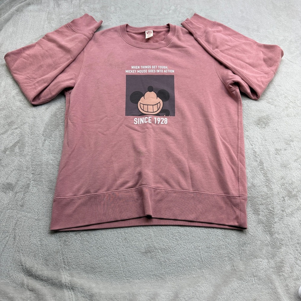 Disney Mickey Mouse Uniqlo UT Sweatshirt Women L Pink Pullover Retro Disneycore